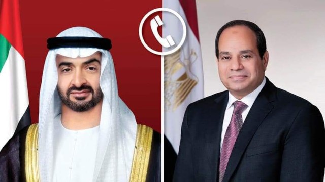 الرئيس عبد الفتاح السيسي يتصل بالشيخ محمد بن زايد آل نهيان ولي عهد ابوظبي نائب القائد الاعلى للقوات المسلحة بدولة الامارات