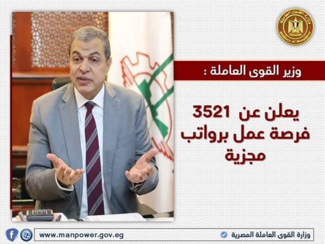 وزير القوى العاملة يعلن عن  3521 فرصة عمل برواتب مجزية