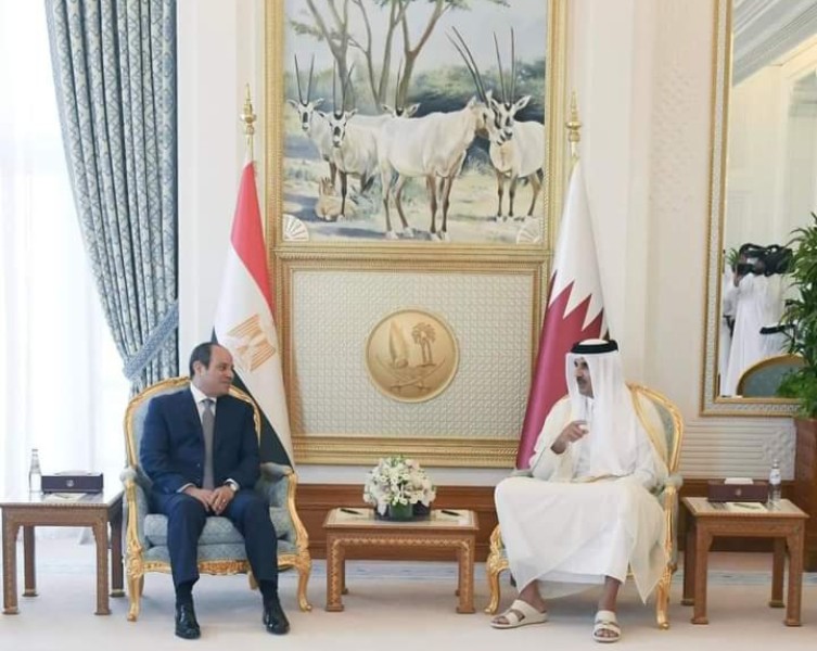 الرئيس السيسي يعقد جلسة مباحثات مع أمير دولة قطر