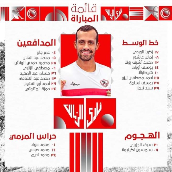 فيريرا يعلن قائمة نادي الزمالك لمواجهة سموحة في الدوري المصري الممتاز