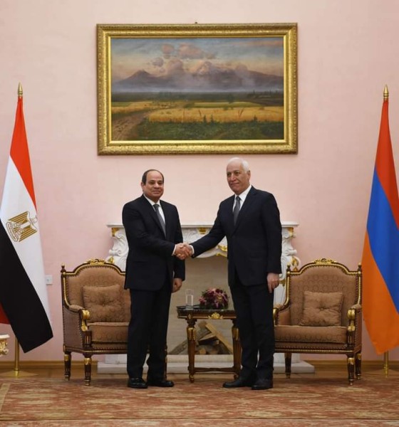 الرئيس السيسي يلتقي مع نظيره الأرميني بالقصر الرئاسي