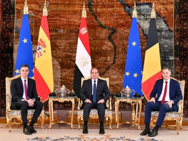الرئيس السيسى  يعقد مؤتمراً صحفياً مع رئيسى وزراء أسبانيا وبلجيكا