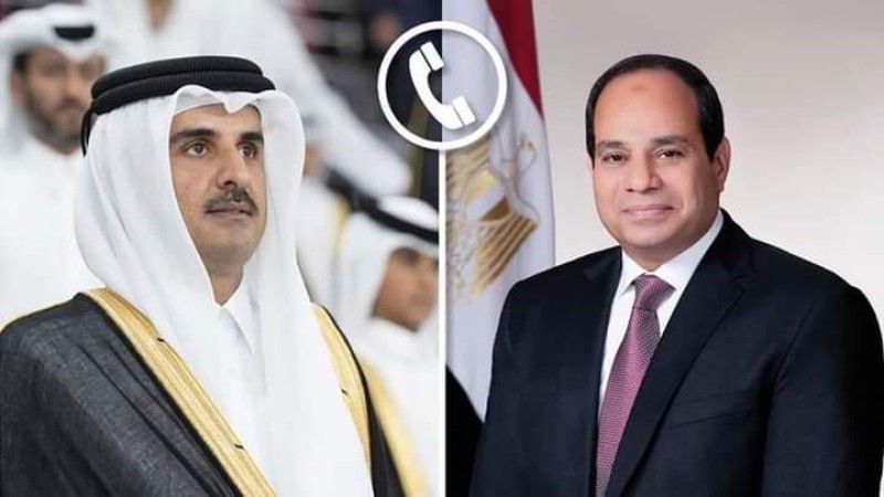 الرئيس السيسي يتلقى اتصالاً هاتفياً من أمير دولة قطر