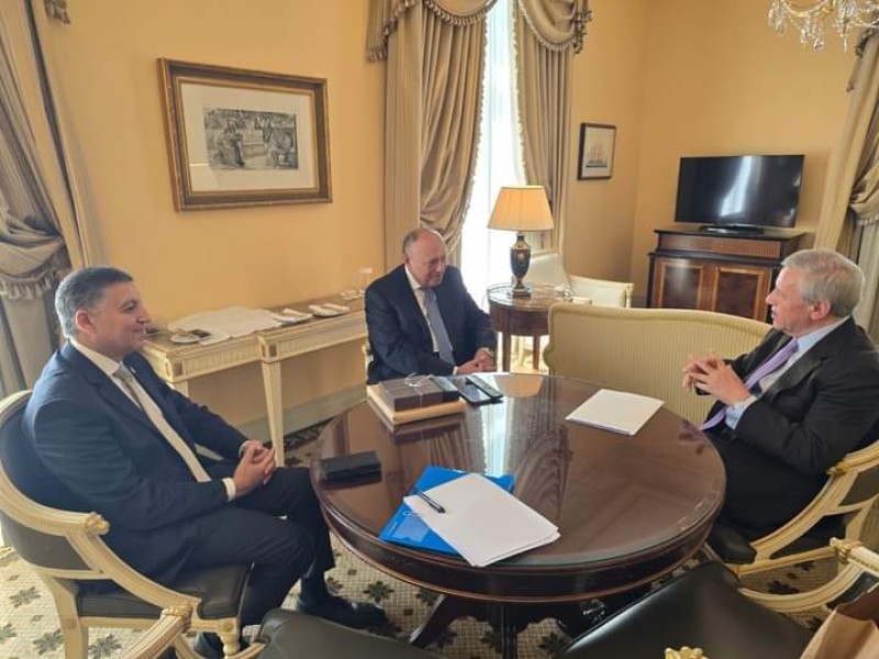 وزير الخارجية يبحث مع رئيس منتدى ”دلفي” بأثينا سبل تعزيز التعاون الاقتصادي بين مصر واليونان
