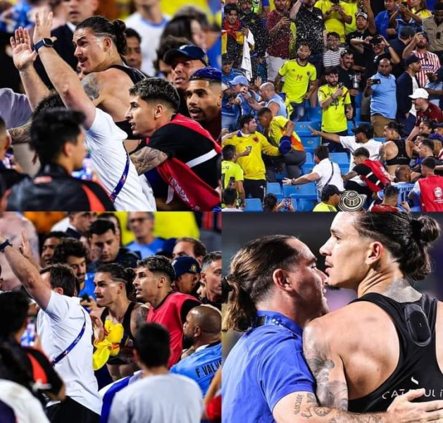 حرب شوارع بين لاعبي منتخب الأوروجواي و الجماهير الكولومبية