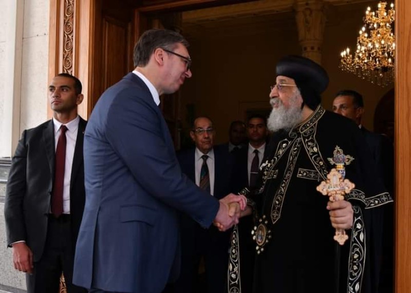 البابا تواضروس يستقبل الرئيس الصربي بالمقر البابوي بالعباسية