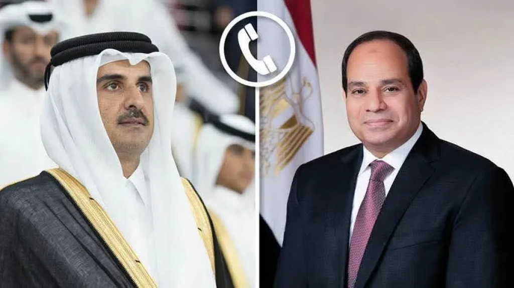 إتصالا هاتفيا بين السيد الرئيس عبد الفتاح السيسي وسمو الأمير تميم بن حمد آل ثاني، أمير دولة قطر.