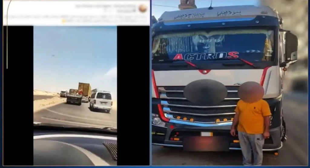 ضبط سائق نقل لقيامه بالسير برعونة وتعطيل المرور بطريق الواحات بالجيزة