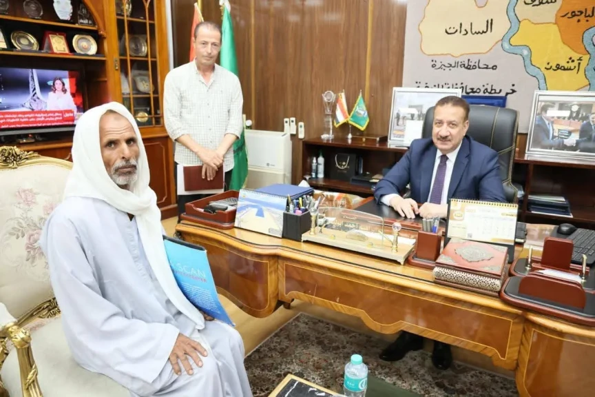 محافظ المنوفية يلتقي أحد الحالات الإنسانية ويقرر صرف مساعدة مالية وعينية