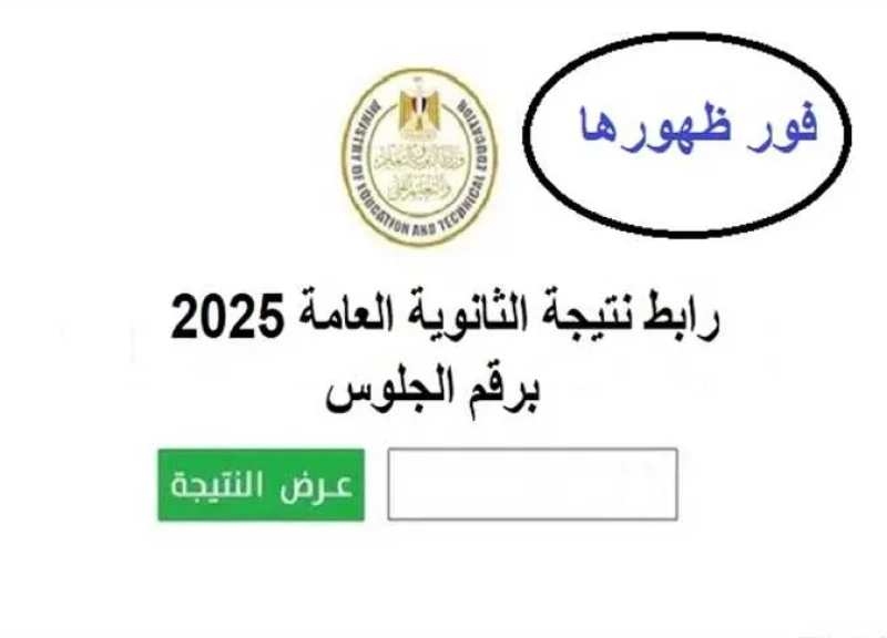 عاجل الآن.. نتيجة الثانوية العامة 2025 بالاسم ورقم الجلوس عبر موقع وزارة التربية والتعليم (رابط مفعل معتمد)