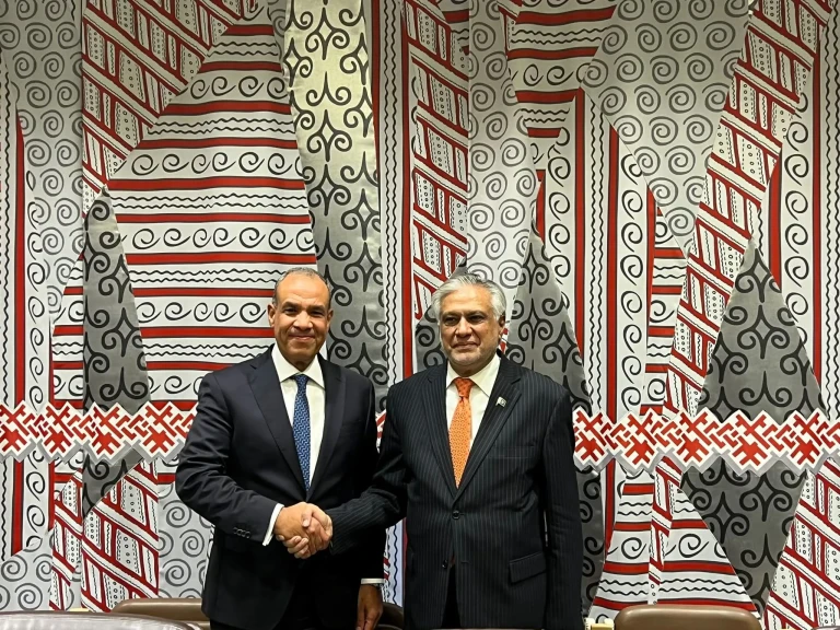 وزير الخارجية  يلتقي نائب رئيس الوزراء ووزير خارجية باكستان