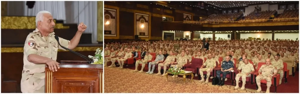 وزير الدفاع  يلتقى عدداً من مقاتلى الجيش الثانى الميدانى وكلية الضباط الإحتياط ومعهد ضباط الصف المعلمين