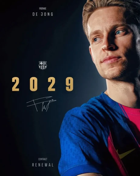 برشلونة يُعلن رسميًا تجديد عقد فرينكي دي يونج حتى عام 2029