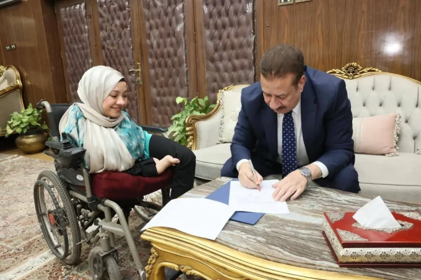 محافظ المنوفية يحقق أمنية ” ندى علام ” ويوفر فرصة عمل لها بالقطاع الخاص