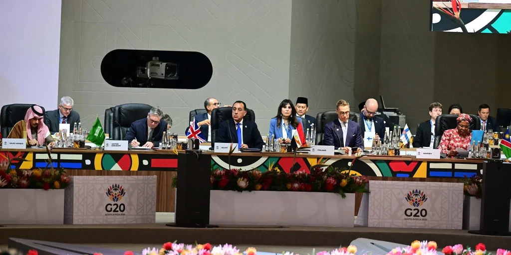 رئيس الوزراء يشارك في فعاليات الجلسة الافتتاحية لقمة مجموعة العشرين (G20) لعام 2025 بجوهانسبرج