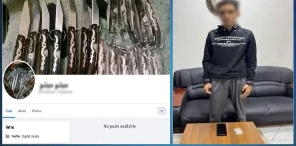 الداخلية: ضبط أحد الأشخاص بإدارة صفحة بمواقع التواصل الإجتماعى للترويج لبيع أسلحة بيضاء