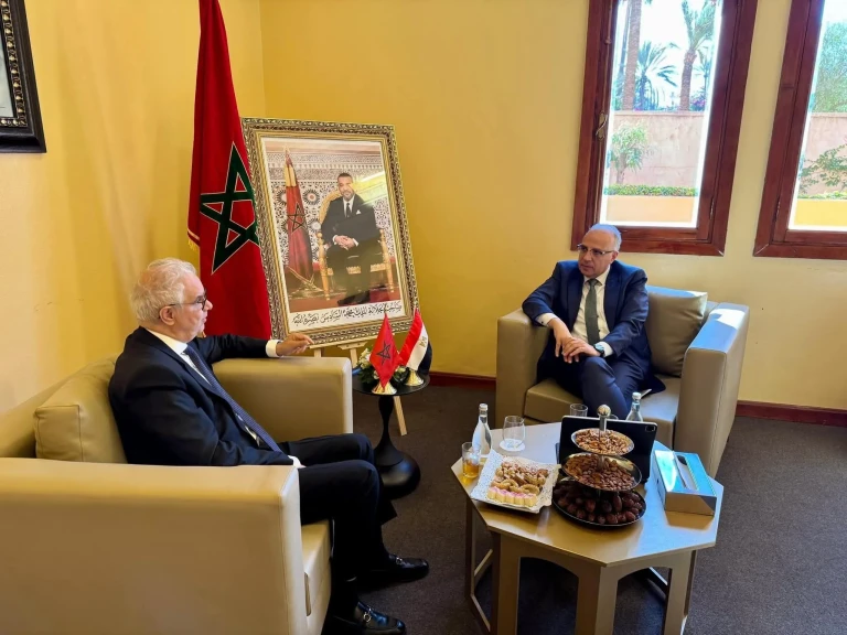 وزير الري يلتقى وزير المياه المغربى على هامش فعاليات ”الكونجرس العالمى التاسع عشر للمياه