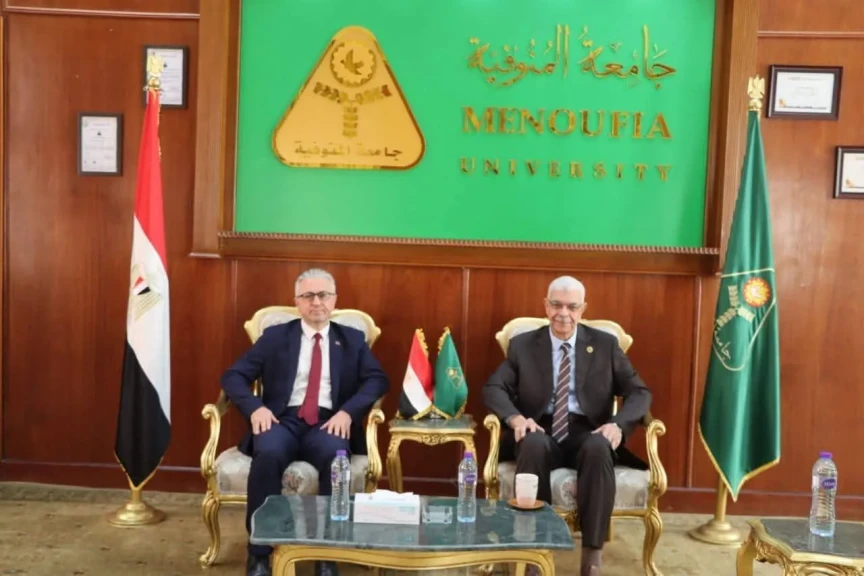 رئيس جامعة المنوفية يستقبل المستشار التعليمي بسفارة الجمهورية التركية بالقاهرة