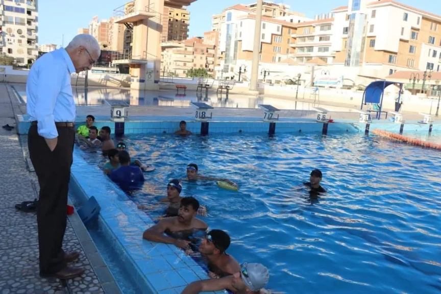 رئيس جامعة المنوفية  يتفقد  المجمع الأوليمبي للرياضات المائية