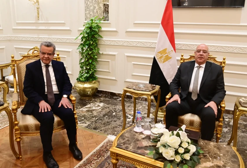 المستشار هشام بدوي يستقبل رئيس الجهاز المركزي للمحاسبات لتهنئته بانتخابه رئيساً لمجلس النواب