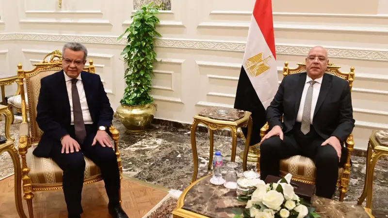 المستشار هشام بدوي يستقبل رئيس الجهاز المركزي للمحاسبات لتهنئته بانتخابه رئيساً لمجلس النواب