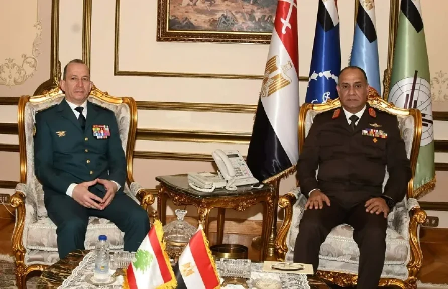 القائد العام للقوات المسلحة وزير الدفاع والإنتاج الحربى يلتقى قائد الجيش اللبنانى