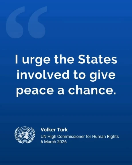 مفوض الأمم المتحدة يدعو لاتخاذ خطوات فورية لتهدئة أزمة الشرق الأوسط وإعطاء السلام فرصة