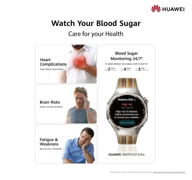 حافظ على صحة سكر الدم مع HUAWEI Watch GT 6 Pro