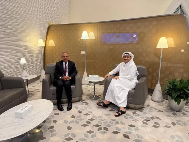 وزير الخارجية المصرى يلتقي رئيس مجلس الوزراء ووزير خارجية قطر بالدوحة