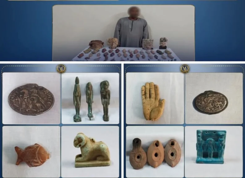 الداخلية: ضبط أحد الأشخاص بحوزته 277 قطعة أثرية بالمنيا