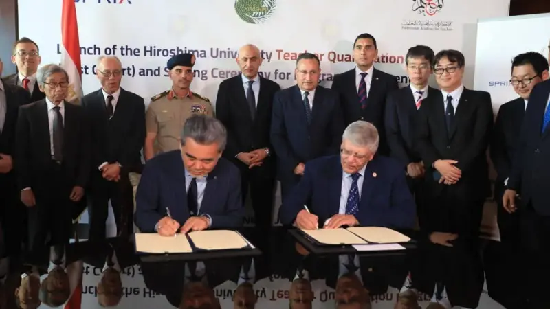 وزير التعليم العالي يوقع مذكرة تفاهم مع جامعة هيروشيما اليابانية لدعم التعاون التعليمي الدولي