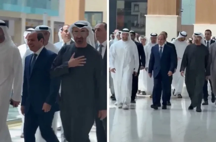 الرئيس السيسي والشيخ محمد بن زايد في جولة داخل  ياس مول بأبوظبي