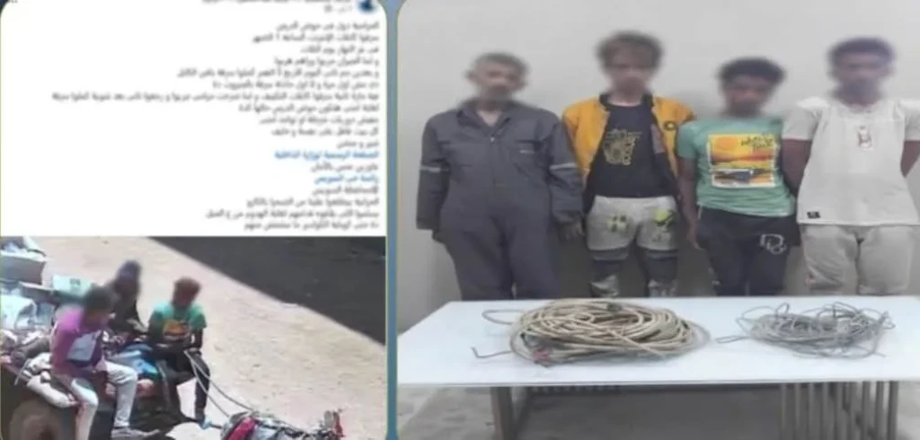 الداخلية: ضبط المتهمين في مقطع فيديو بسرقة أسلاك الكهرباء من أمام أحد المساجد بالسويس