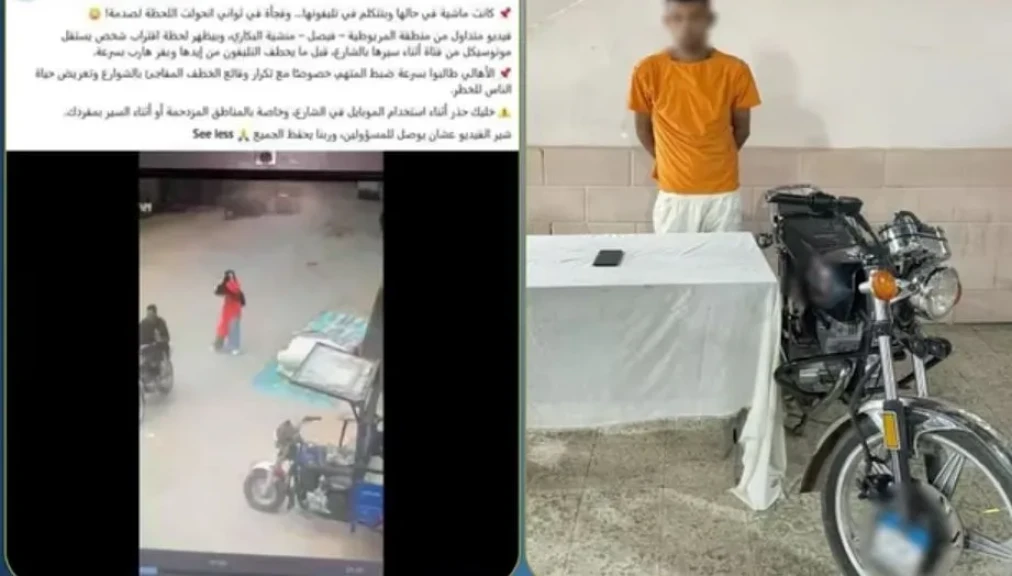 الداخلية: ضبط المتهم في مقطع فيديو بسرقة هاتف محمول من إحدى الفتيات ولاذ بالفرار بالجيزة