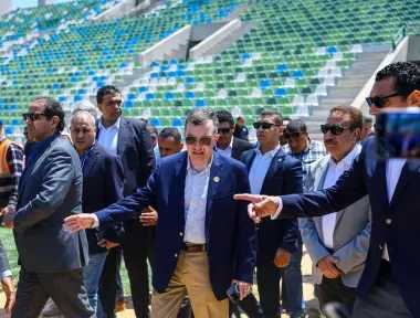 وزيرا التخطيط والتنمية الاقتصادية والشباب والرياضة ومحافظ بورسعيد يتفقدون استاد المصري الجديد