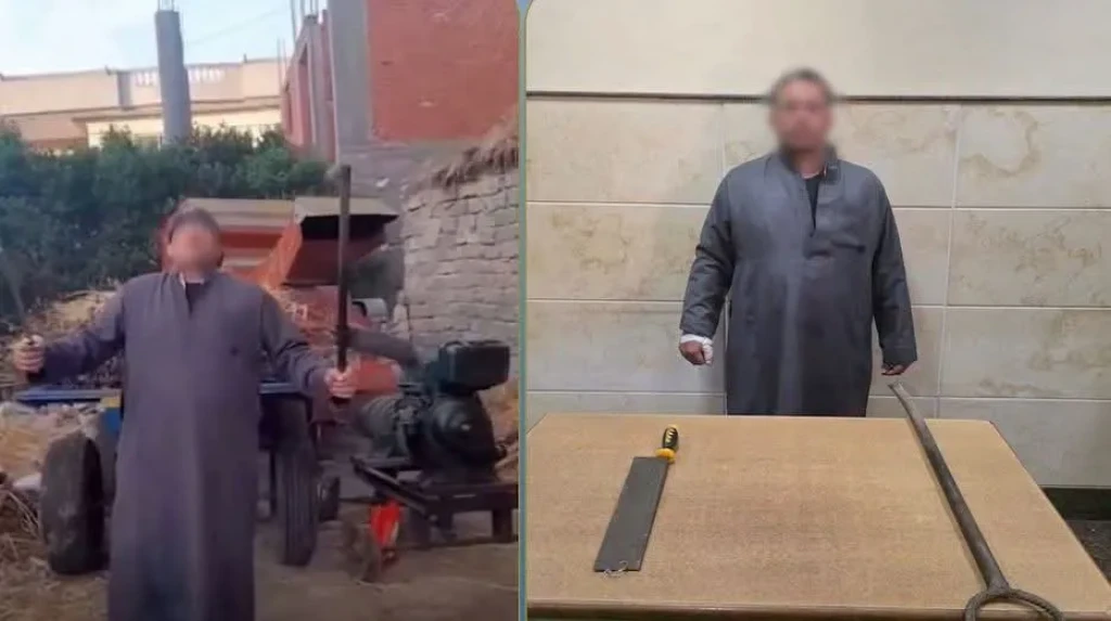الداخلية:ضبط المتهم في مقطع فيديو  بالتلويح بسلاح أبيض والتعدى بالسب بالبحيرة
