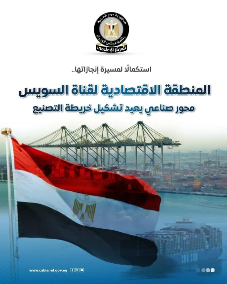 المركز الإعلامي لمجلس الوزراء: ”إيرادات المنطقة الاقتصادية لقناة السويس قفزت بأكثر من 3 أضعاف خلال 8 سنوات”