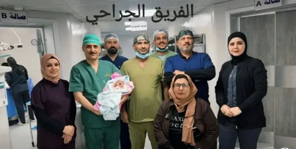 عملية جراحية كبرى لطفلة حديثة الولادة تعاني من ورم ولادي هائل في مستشفى الطفل المركزي التعليمي