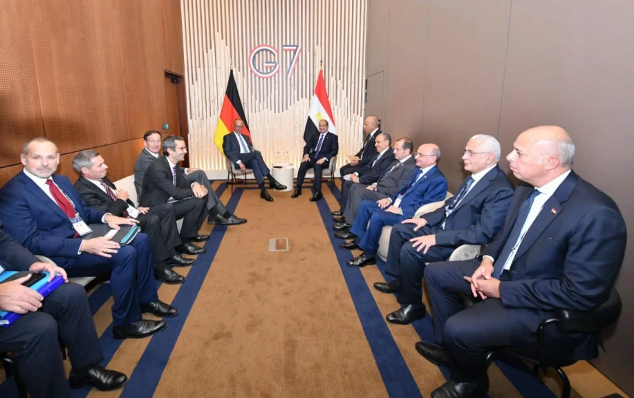 الرئيس السيسي يلتقي المستشار الألماني على هامش اجتماعات قمة مجموعة السبع