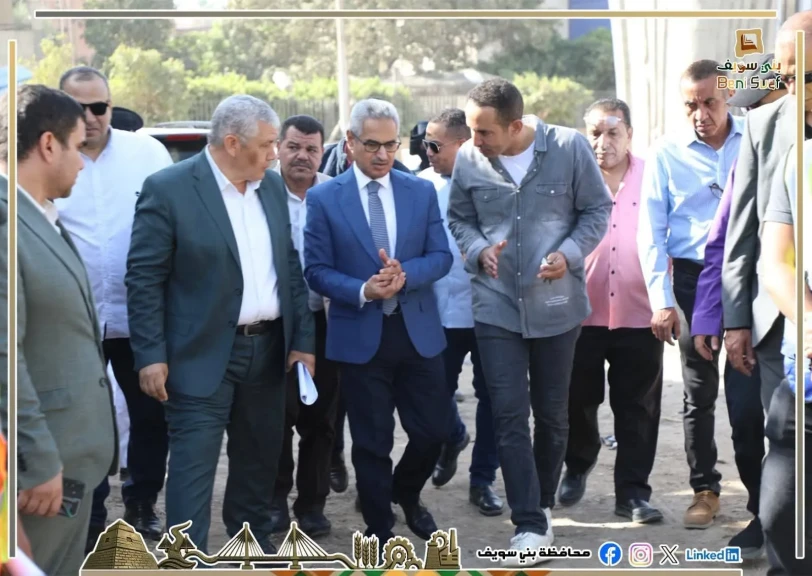 محافظ بني سويف يتفقد مستجدات وسير العمل بالمرحلة الأولى من مشروع كوبري الشاملة على ترعة الإبراهيمية