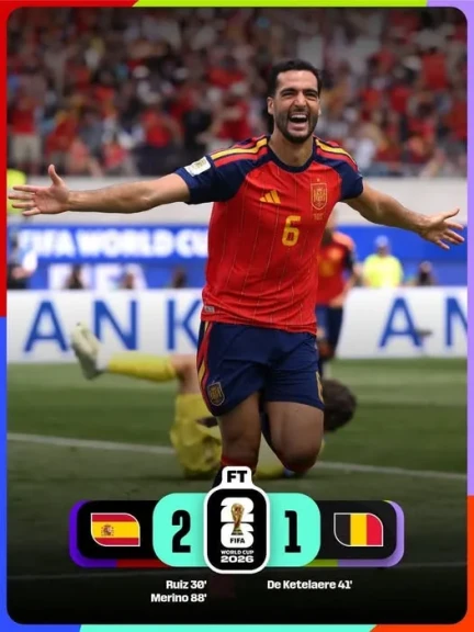 أسبانيا تفوز على بلجيكا وتتأهل لنصف نهائي كأس العالم
