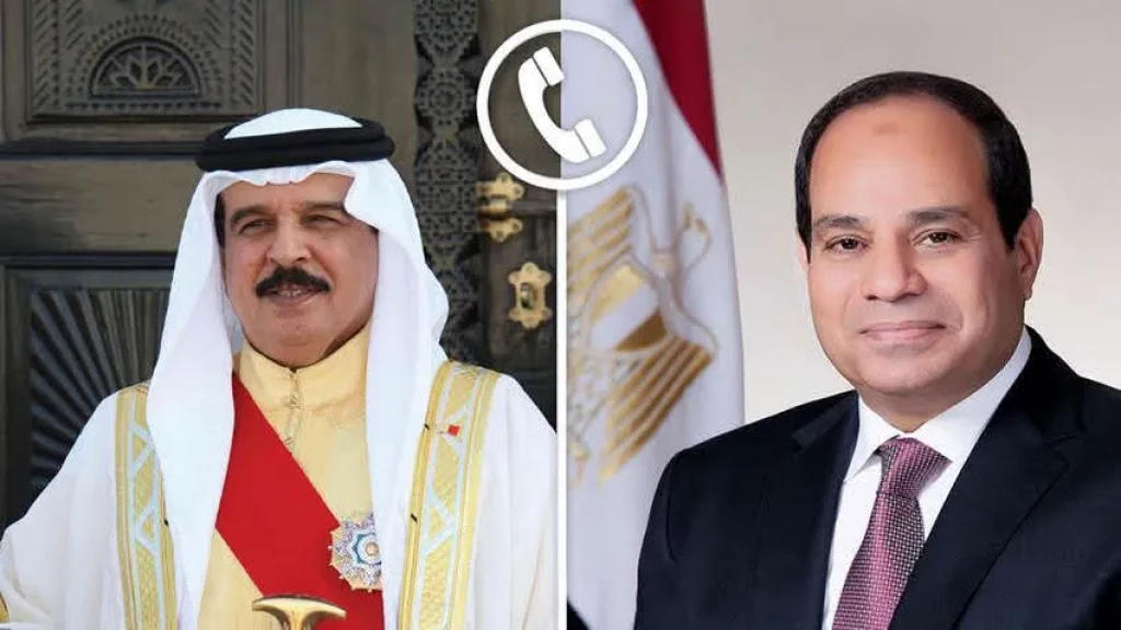 الرئيس السيسي يتلقى اتصالاً هاتفياً من عاهل مملكة البحرين
