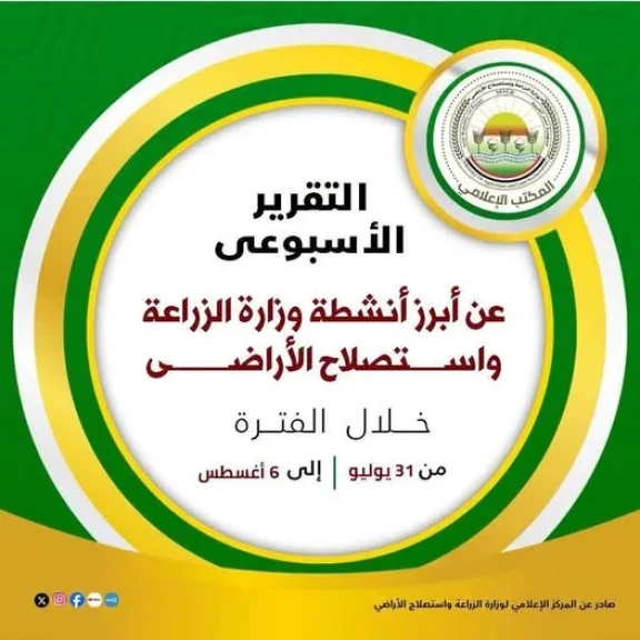 ”الزراعة” تستعرض جهودها في دعم المزارعين وتحقيق الأمن الغذائي خلال الأسبوع الأول من أغسطس الجاري