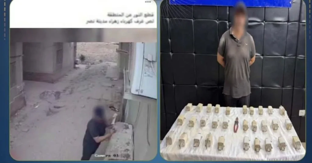 الداخلية: ضبط المتهم بمقطع فيديو بسرقة صناديق الكهرباء وتسبب فى إنقطاع التيار الكهربائى بالقاهرة