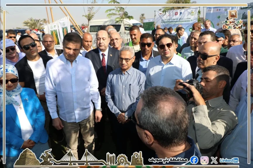 محافظ بني سويف يستقبل وزير الزراعة في مستهل زيارته للمحافظة