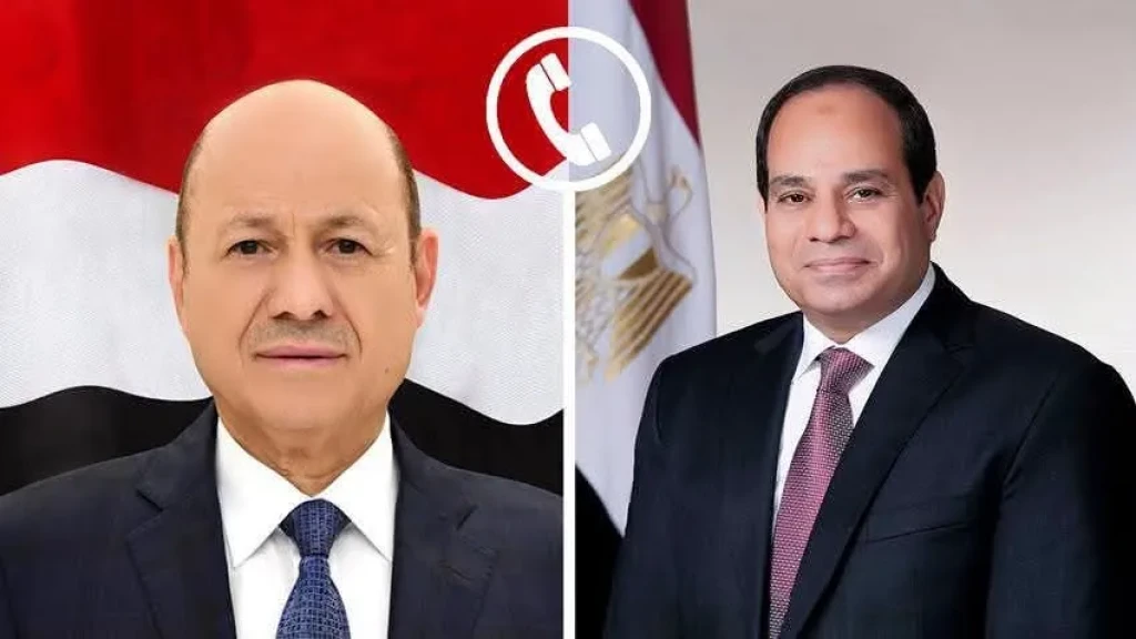 الرئيس السيسي يتلقى اتصالاً هاتفياً من رئيس مجلس القيادة اليمني