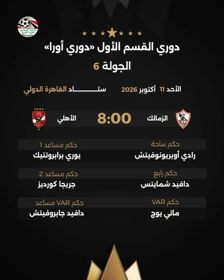 السلوفيني أوبريونوفيتش حكماً لقمة الزمالك والأهلي بدوري  ORA