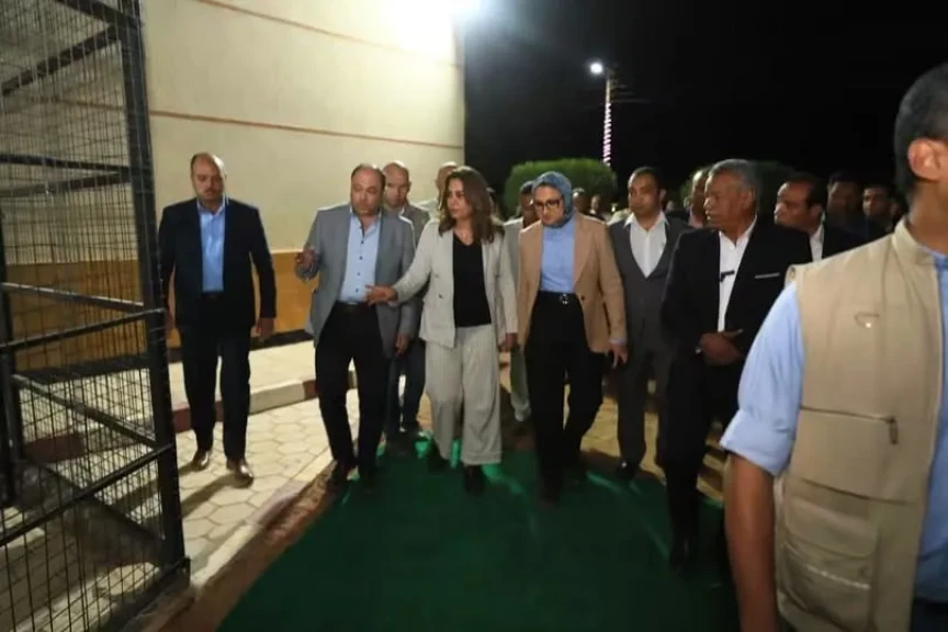 وزيرة التنمية المحلية والبيئة ومحافظ الوادي الجديد ورئيس هيئة تنمية الصعيد يفتتحون مجمع الصناعات الحرفية بقرية مرزوق