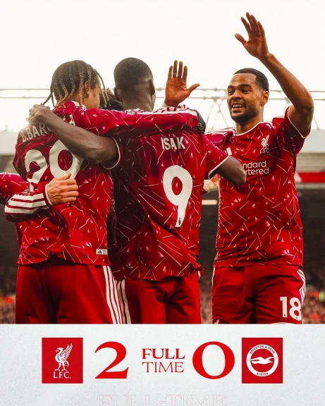 ليفربول يفوز على برايتون بثنائية نظيفة بالدورى الانجليزي الممتاز